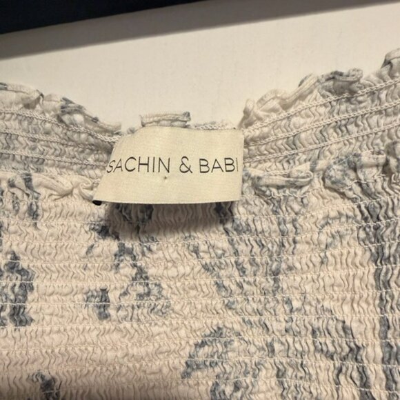 Sachin + Babi Cream and Gray Smocked Top - Picture 3 of 5